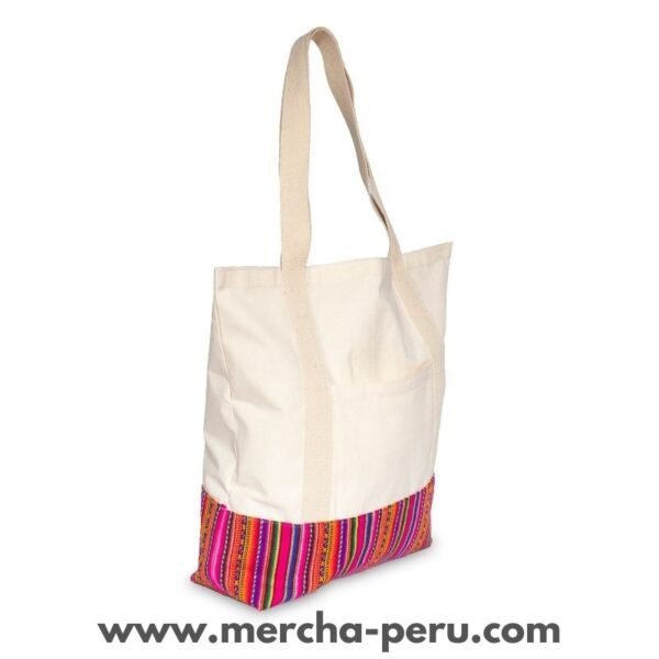 Bolso de Tocuyo con tela Aguayo - Imagen 2